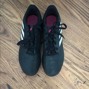 Adidas Black Cleats with White and Pink Accents